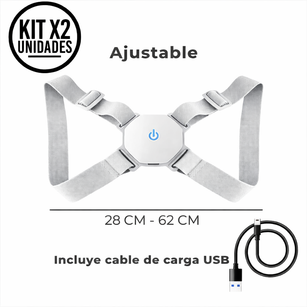 2x1 Corrector de Postura con Sensor + Mini Masajeador Gratis 🎁