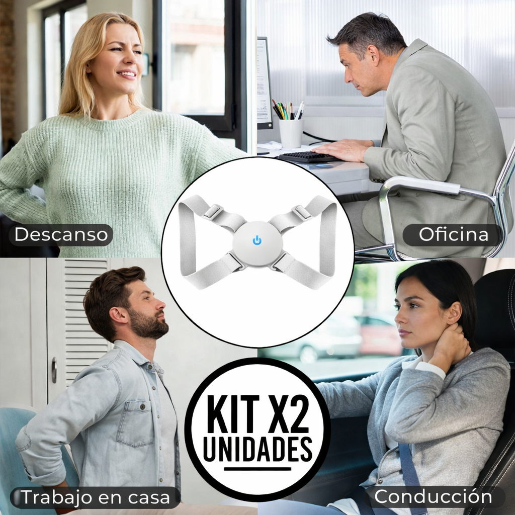 2x1 Corrector de Postura con Sensor + Mini Masajeador Gratis 🎁