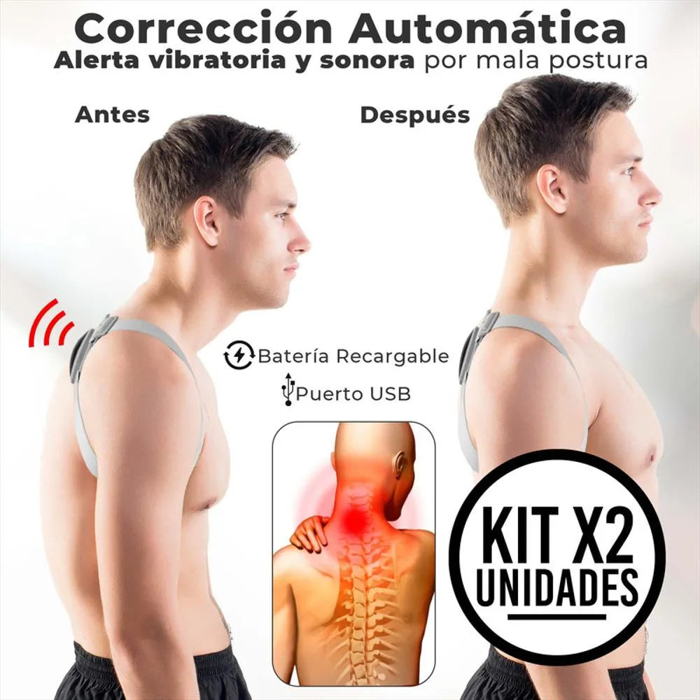 2x1 Corrector de Postura con Sensor + Mini Masajeador Gratis 🎁